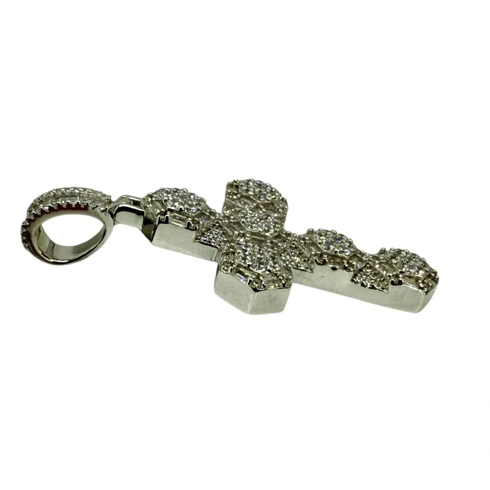 Sterling Silver CZ Cross Pendant – 3” Statement Design